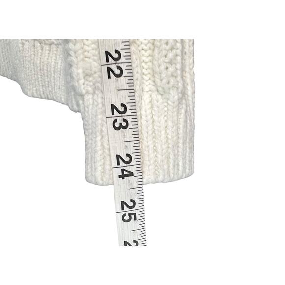 Lands End Sweater Womens L Petite Cream Cable Knit Fisherman Turtleneck Cozy - Picture 10 of 14